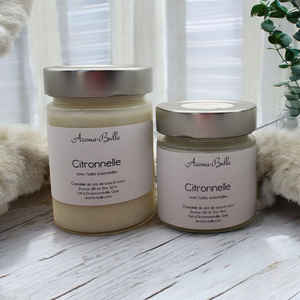 Bougie avec huiles essentielles de citronnelle et d'eucalyptus citronné